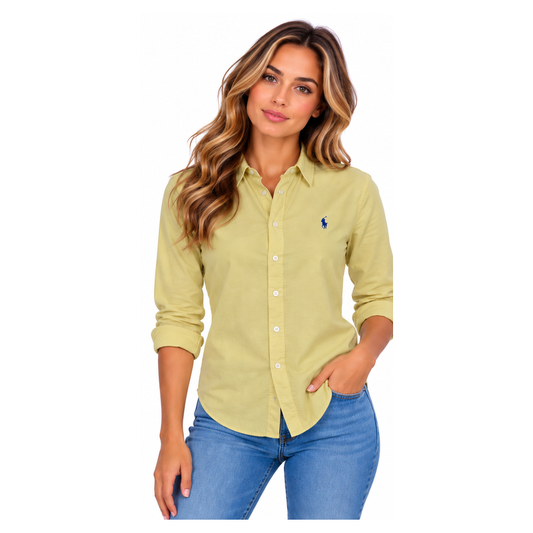 Ralph Lauren Cotton Blouse Shirt Relaxed Fit Yellow Women's