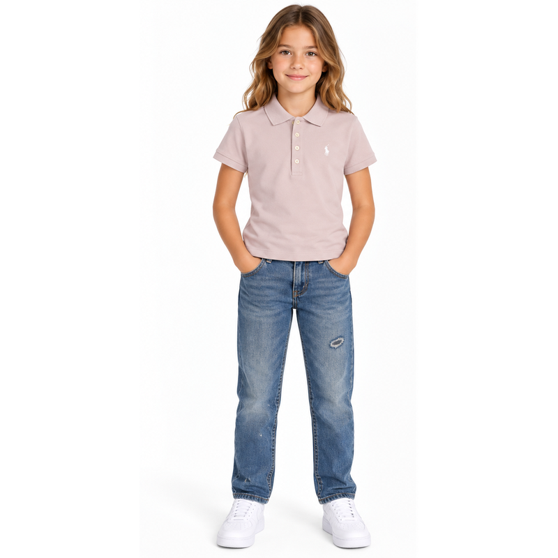 Ralph Lauren Polo Stretch Mesh Polo Shirt Pink Girls
