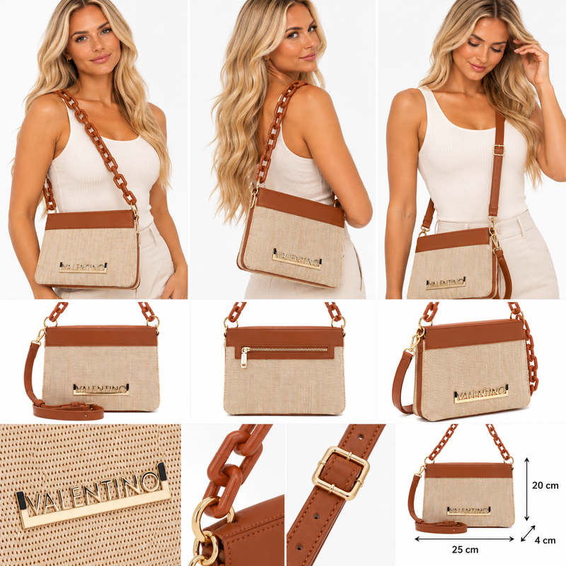 Mario Valentino Womens Crossbody Bag Copacabana Naturale / Cuoio