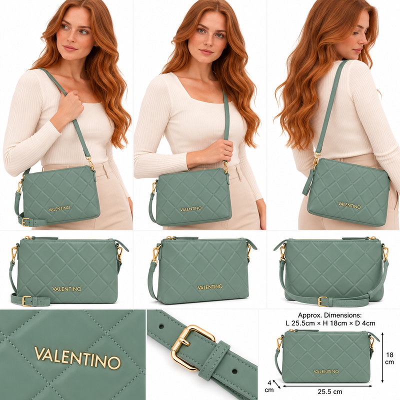 Mario Valentino Ocarina Quilted Pale Green Salvia Crossbody Bag