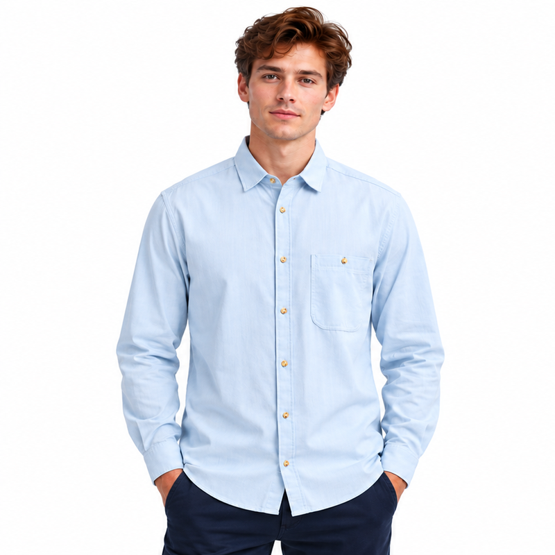 Tom Tailor Men's Regular Shirt Light Blue Adjustable Sleeves 