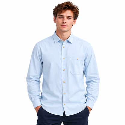 Tom Tailor Men's Regular Shirt Light Blue Adjustable Sleeves 