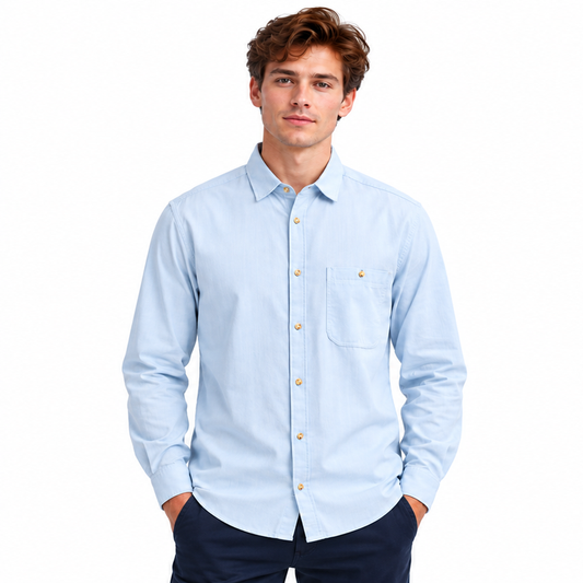 Tom Tailor Men's Regular Shirt Light Blue Adjustable Sleeves 