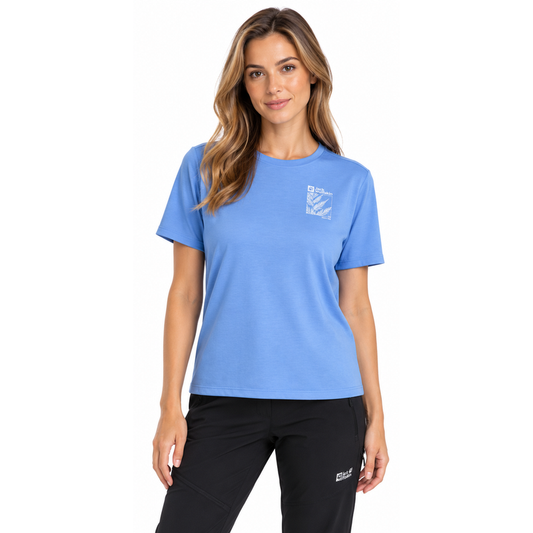 Jack Wolfskin  T-Shirt Light Blue Womens Vonnan Graphic