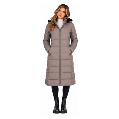 Armani Ladies Coat Beige Hooded Long Down - Size 4 5NAGZ
