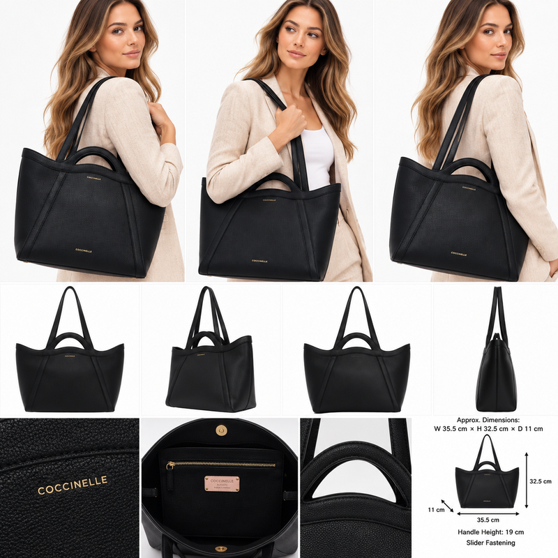 Coccinelle Womens Amalia Grained Leather Tote Bag Black E1S9P110101