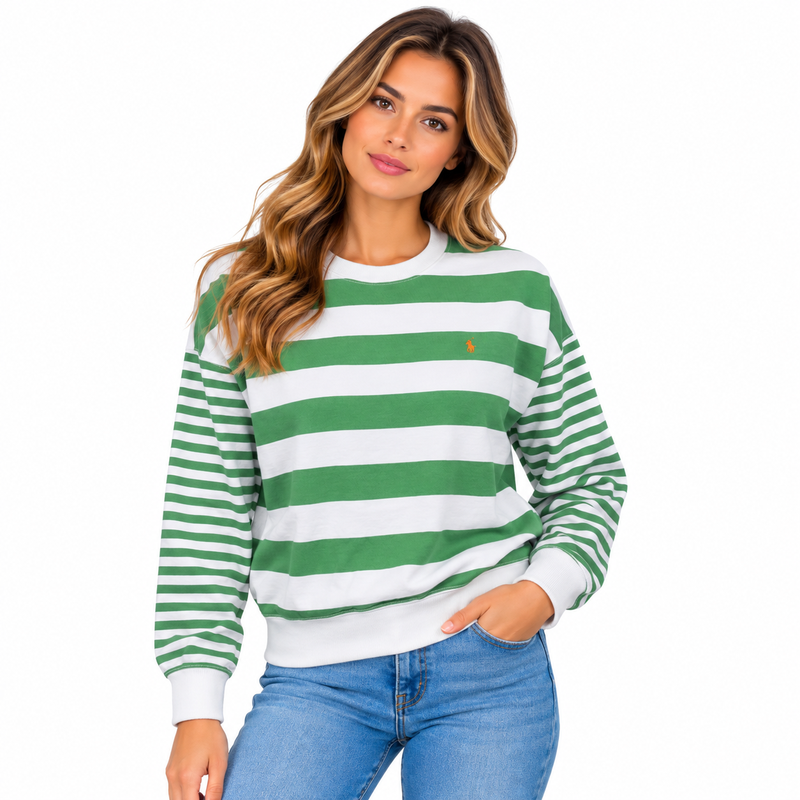 Ralph Lauren Polo Striped Terry Jumper Green Women's