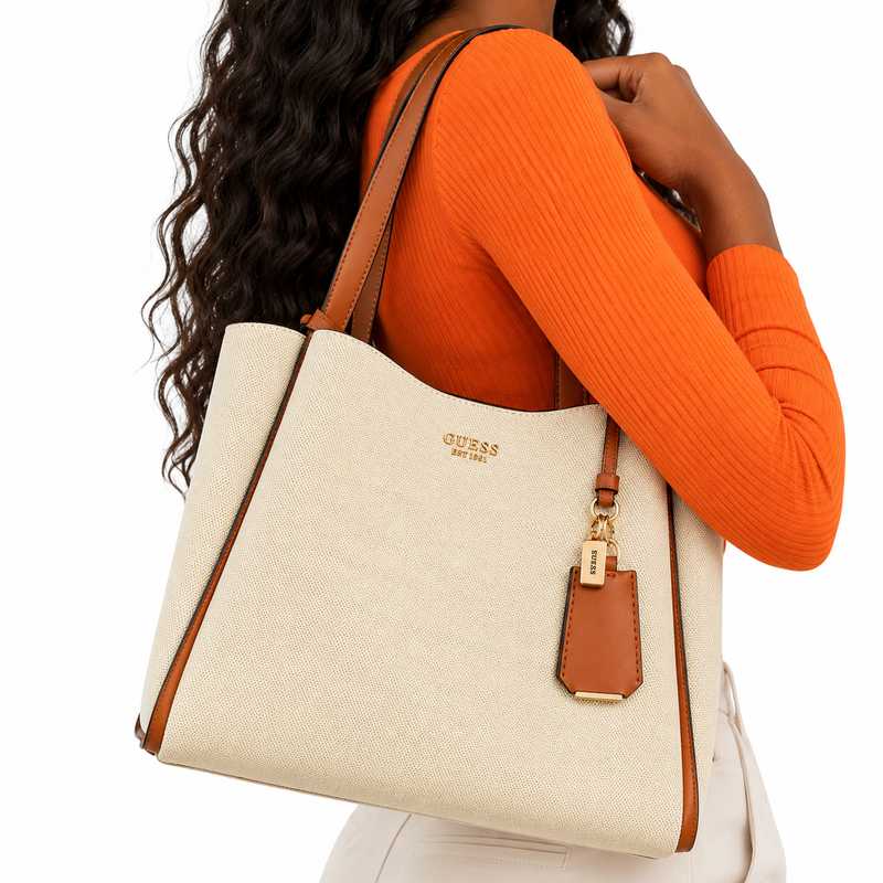 Guess Womens Nicolette Handbag Natural/Caramel 