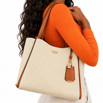 Guess Womens Nicolette Handbag Natural/Caramel 