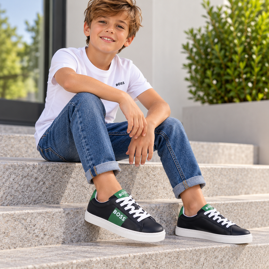 Hugo Boss Boys Trainers Navy & Green