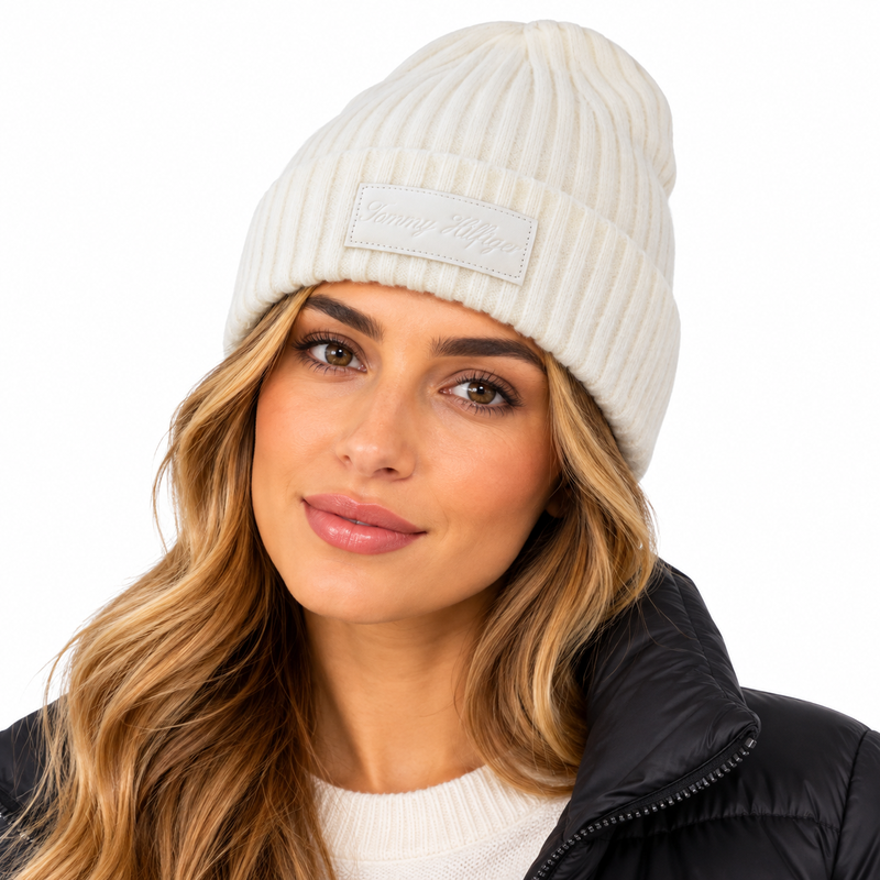 Tommy Hilfiger Twist Beanie Hat White- One Size  Women's