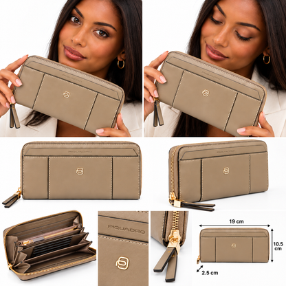 Piquadro Womens Wallet Taupe Beige PD1515W92R/TO