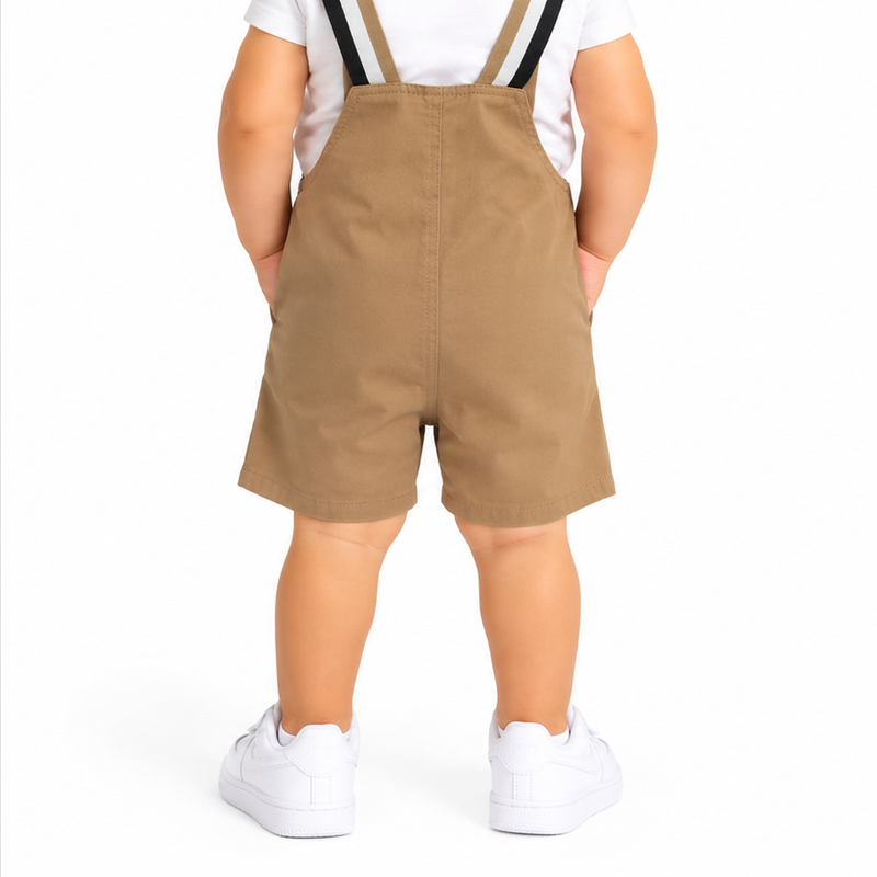 BOSS Baby Stretch Cotton Dungarees with Embroidered Logo
