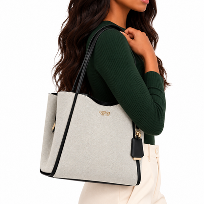 Guess Nicolette Girlfriend Tote Bag Natural/Black