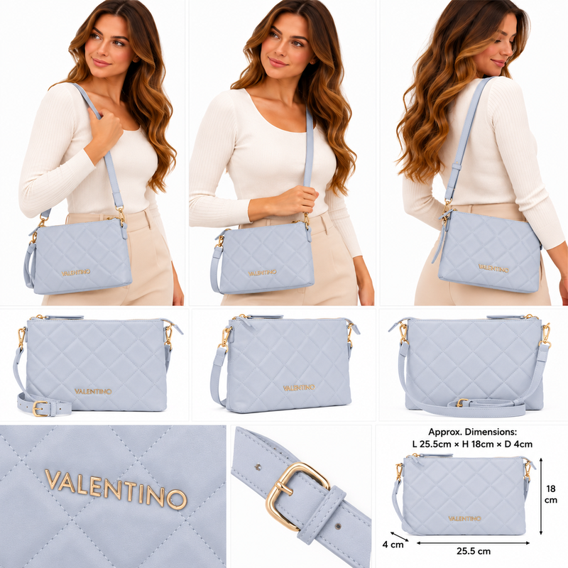 Mario Valentino Ocarina Quilted Pale Blue Crossbody Bag