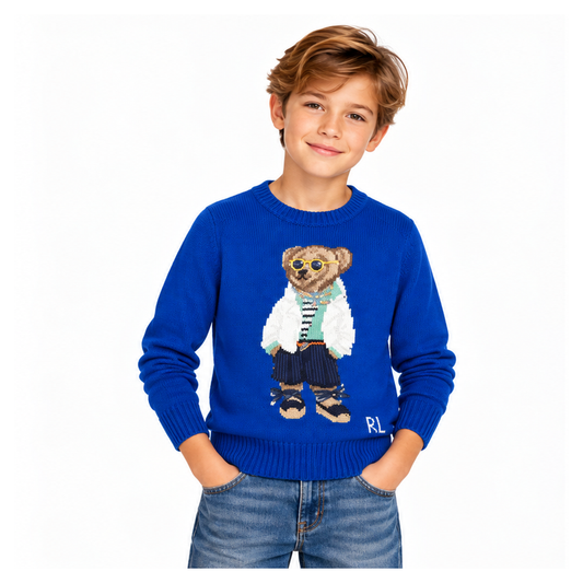 Ralph Lauren Polo Cotton Cashmere Girls Jumper Blue