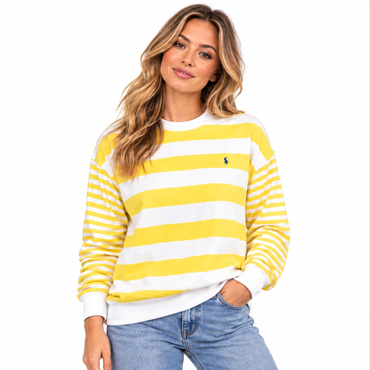 Ralph Lauren Polo Striped Sweatshirt Yellow Women's