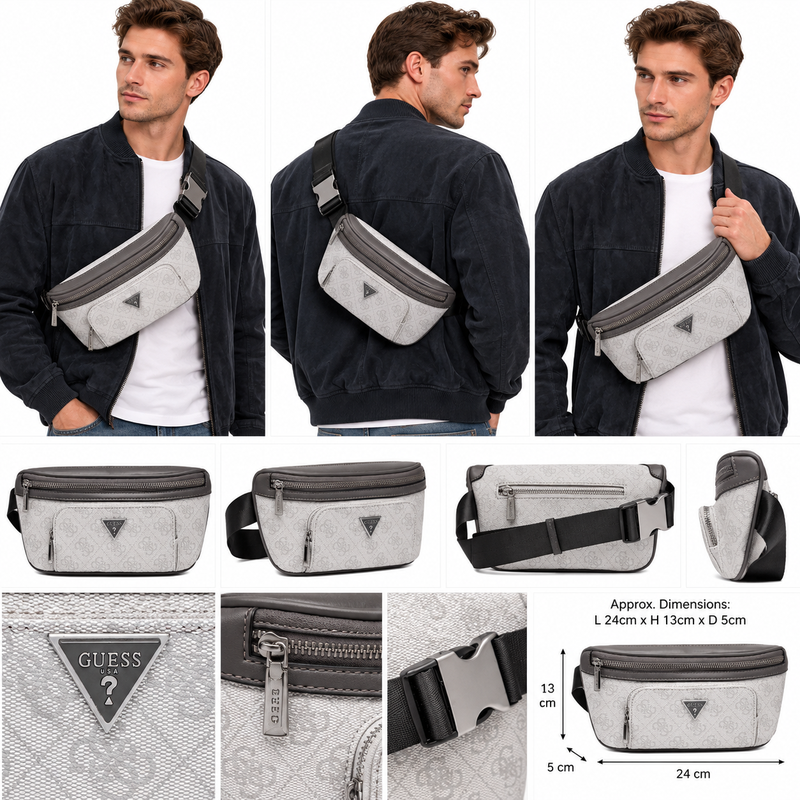 Guess Mens Bumbag White / Grey HMEVZLP3231-WGY