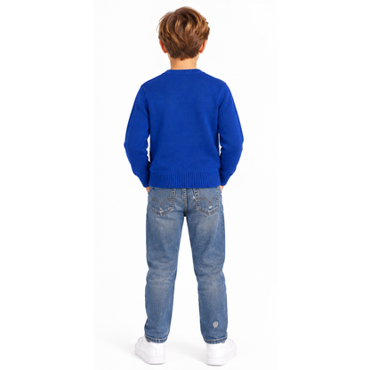 Ralph Lauren Polo Bear Cotton Rib-Knit Jumper Blue Boys