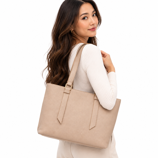 Coccinelle Women's Malory Beige Leather Tote Handbag