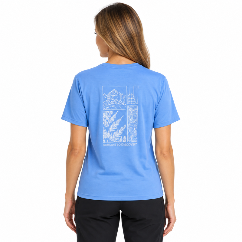 Jack Wolfskin  T-Shirt Light Blue Womens Vonnan Graphic