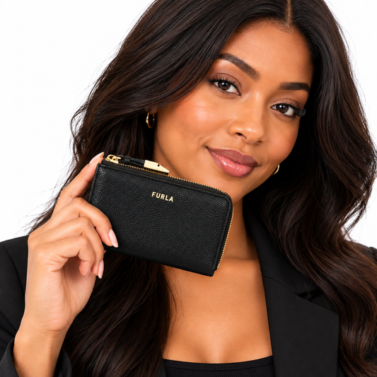 Furla Womens Furla Vitello Night Goccia Card Holder Black WP00470