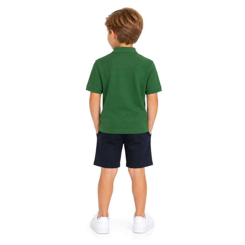 Hugo Boss Boy's Zip up Short Sleeve Polo Shirt Green