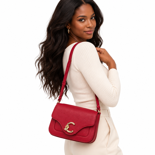 Coccinelle Women's C-Me Leather Handbag Sangria Red