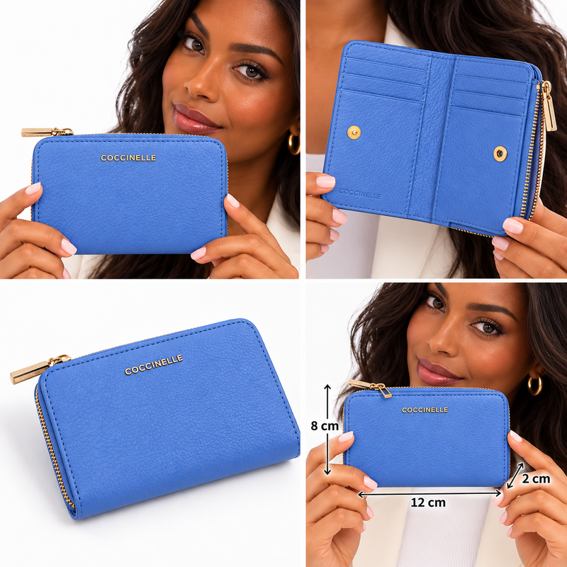 Coccinelle Women's Metallic Soft Leather Purse Azul Blue