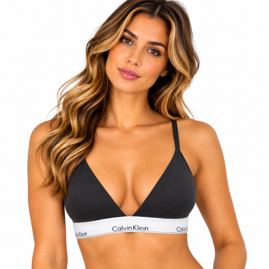 Calvin Klein 1996 Modern Cotton LL Triangle Bra Black Womens