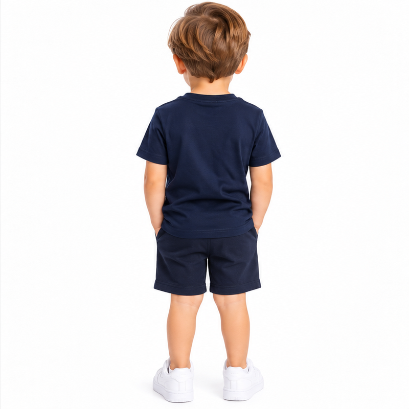 Hugo Boss Boys T-Shirt Multi Logo Navy Blue