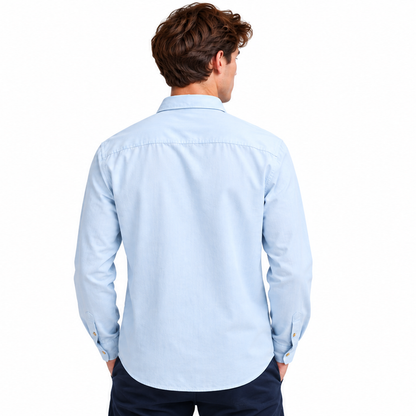 Tom Tailor Men's Regular Shirt Light Blue Adjustable Sleeves 