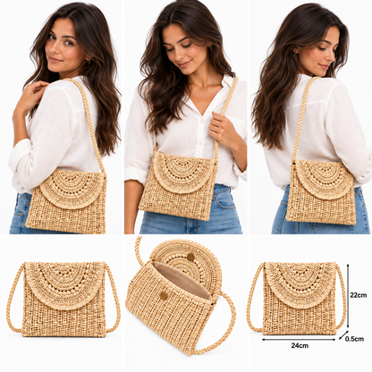 Lascana Women's Mini Straw Bag Woven Raffia Inspired