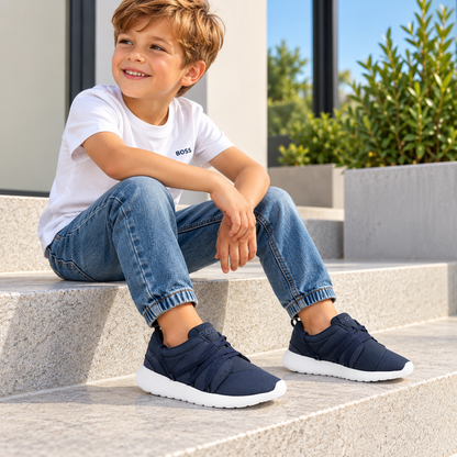 Hugo Boss Lace Up Blue Boys Trainers J29161-849 Size 34 Junior Size 2
