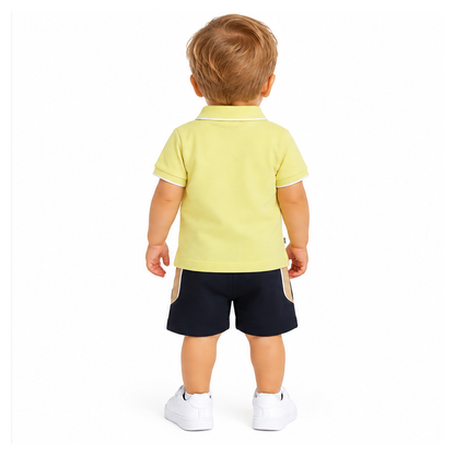 Hugo Boss Boys Polo Shirt Yellow with Logo & Stripes
