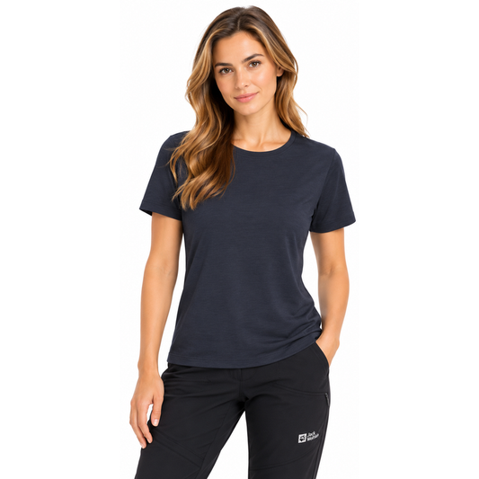 Jack Wolfskin Womens T-Shirt Dark Navy 1809671 Medium