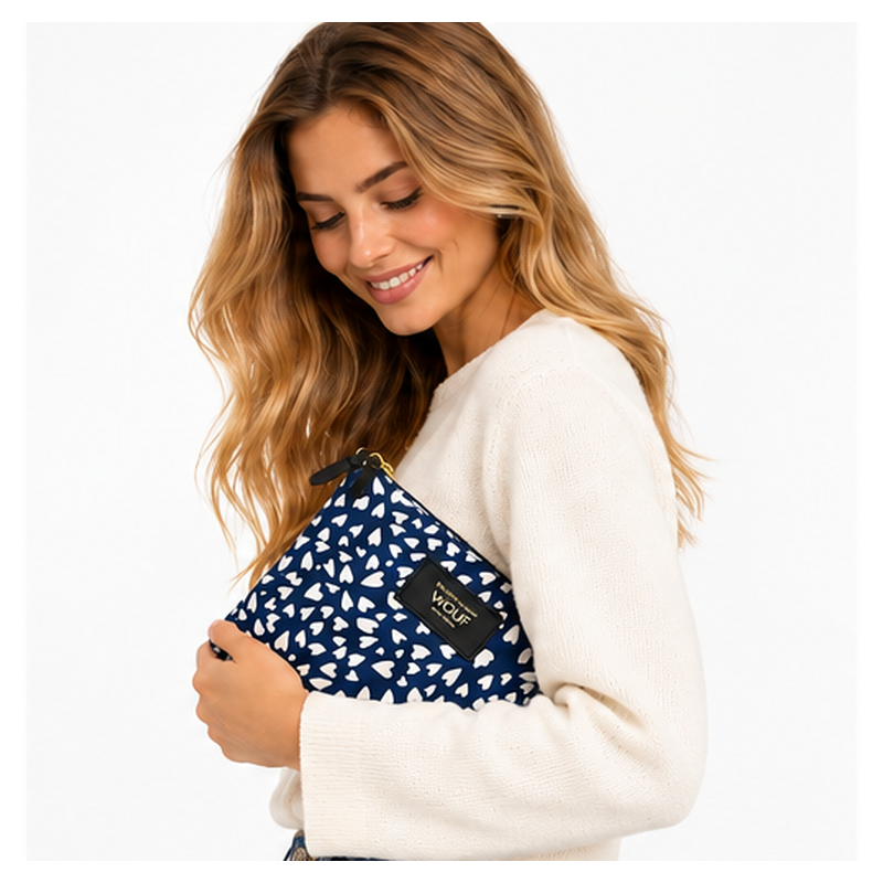 Wouf Hearts Medium Pouch Bag Navy Blue ML240009