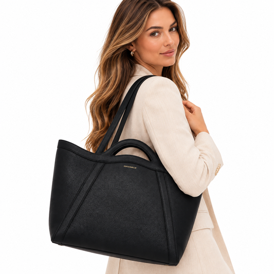 Coccinelle Womens Amalia Grained Leather Tote Bag Black E1S9P110101