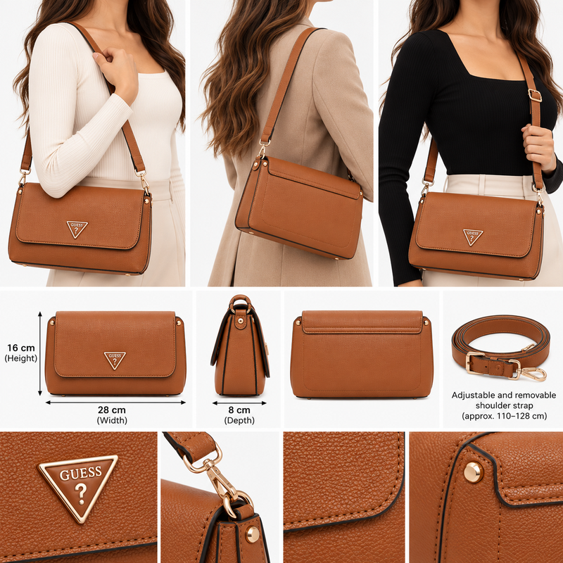 Guess Womens Meridian II Crossbody Bag Cognac BG697420