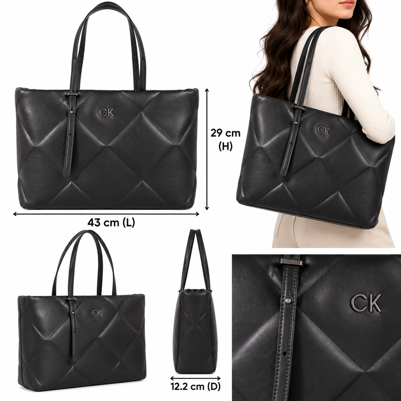 Calvin Klein Re-Lock Quilt Large Tote Bag Black K60K611339
