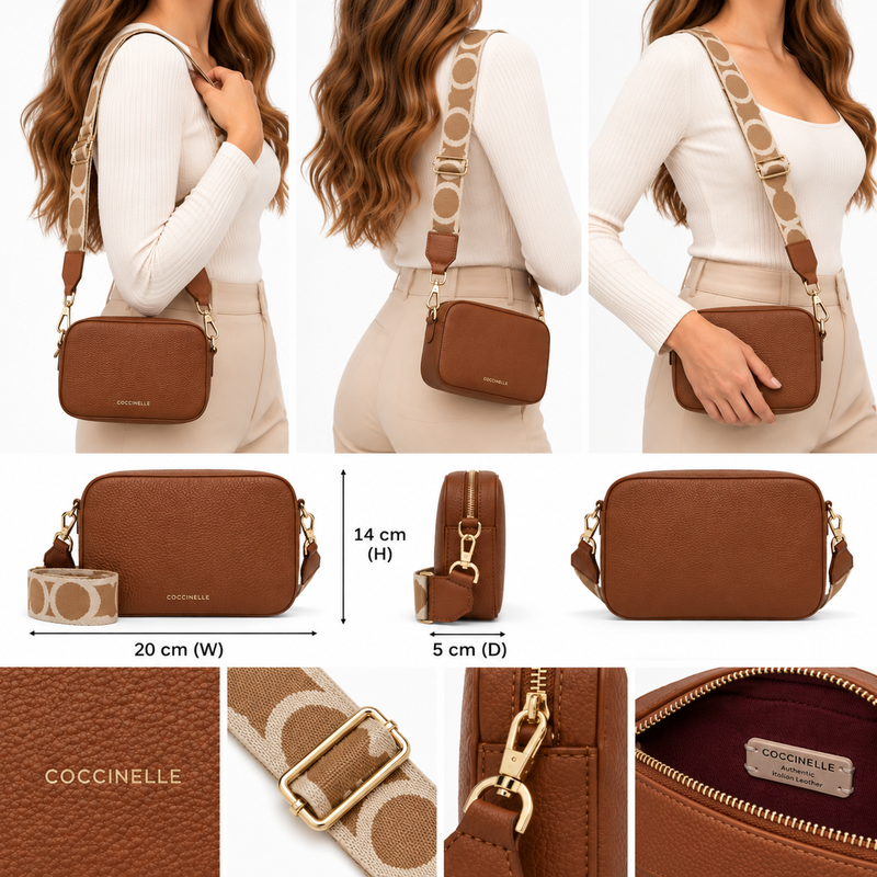 Coccinelle Womens Tebe Crossbody Bag Brown E5MN555I101