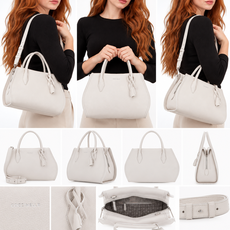 Coccinelle Womens Lord Leather Bag Blanco White E1RBF180101Coccinelle Womens Lord Leather Bag Blanco White E1RBF180101