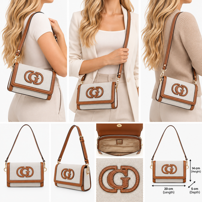 Guess Sebina Flap Shoulder Bag Caramel/Natural