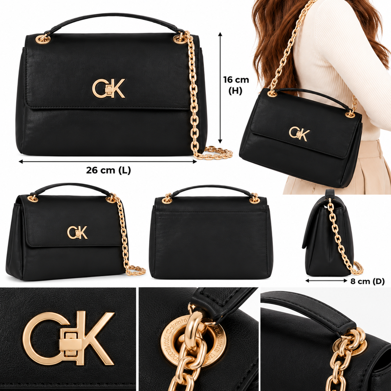 Calvin Klein Re-Lock Black Crossbody Bag Women's