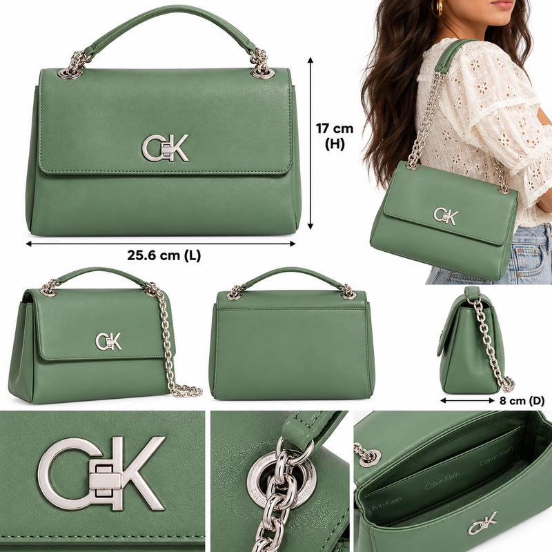 Calvin Klein Re-Lock Sea Spray Crossbody Green Bag