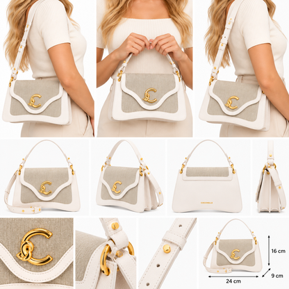 Coccinelle Womens C-Me Canvas Small Bag Natural Blanco White E1SUA180201