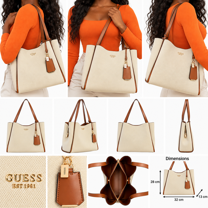 Guess Womens Nicolette Handbag Natural/Caramel 