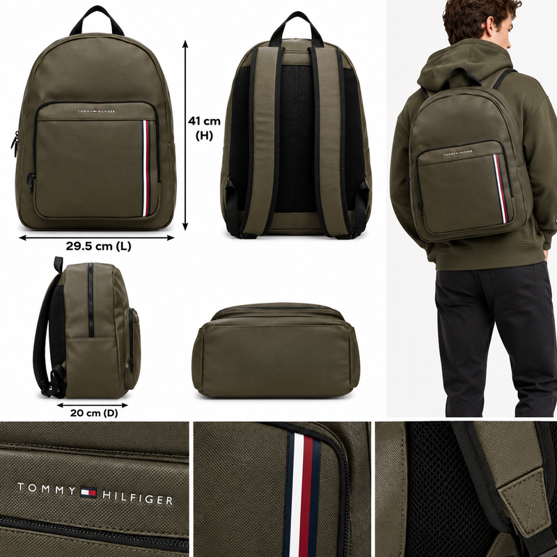 Tommy Hilfiger Mens Backpack Faded Military AM0AM11317