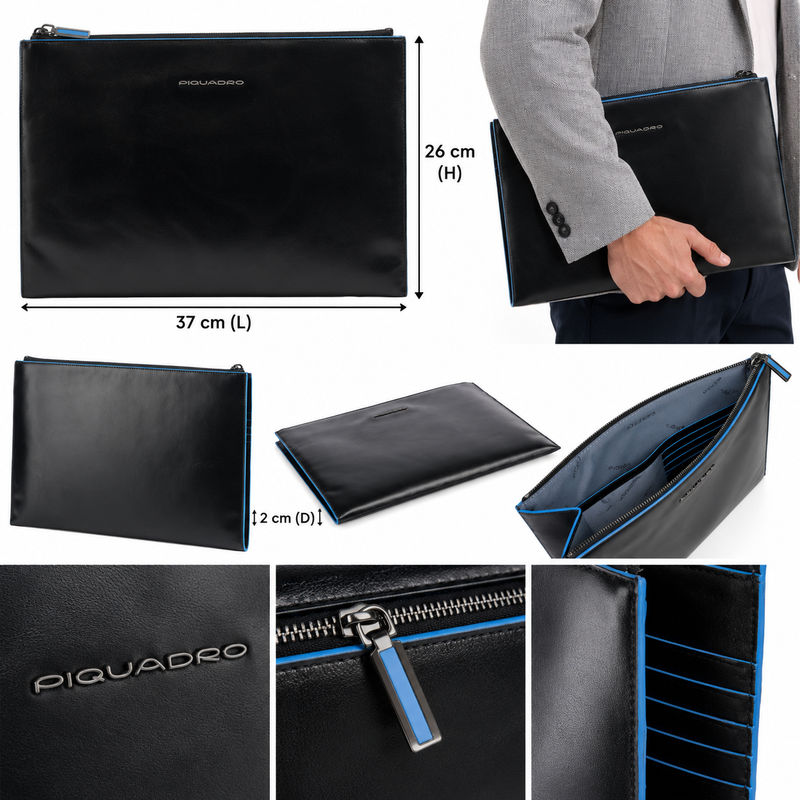 Piquadro Blue Tablet Bag Cow Leather 13 inch