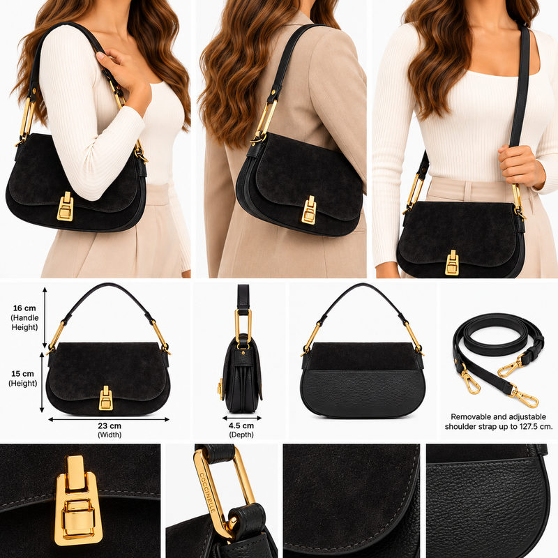 Coccinelle Womens Magie Suede Handbag Black H1PQS580101